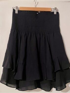 A.L.C. Black Tiered Ruffled Smocked Skirt